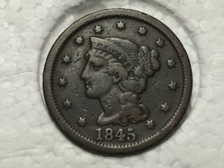 1845 Large Cent Braided Hair Type 1845 U.  S.  Large 1c