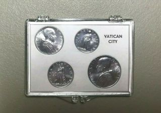 1952 Vatican City 4coin Set Pope Pius Xii 1,  2,  5,  10 Lire Plastic Holder