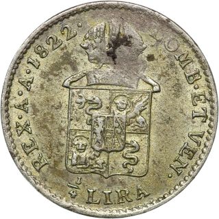 Italian States Lombardy - Venetia 1/4 Lira 1822 V