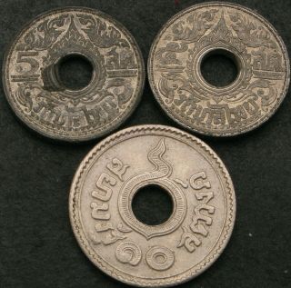 Thailand 5,  10 Satang 1910/1942/1945 - 3 Coins - 870 ¤