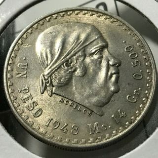 1948 Mexico Silver Pesos Near Uncirculated Coin