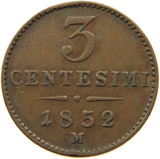 Italy States 3 Centesimi 1852 M Lombardo Veneto Sd 383