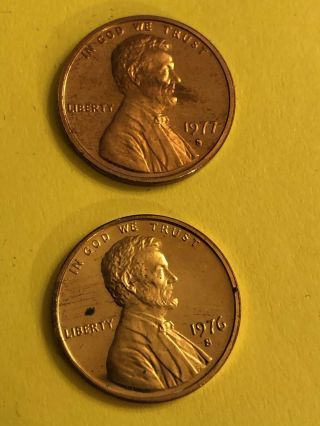 1976 S 1977 S Lincoln Cent Penny Proof - Bu Uncirculated