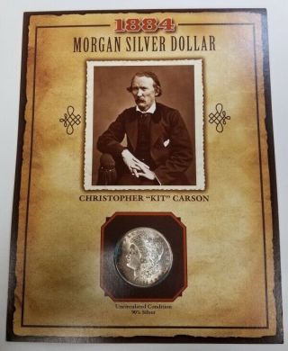 1884 - O Morgan Silver Dollar Legends Of The West " Kit Carson " Color Toned Coin