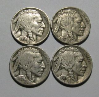 1934 D 1935 S 1936 D 1937 S Buffalo Nickel - Mixed - 98fr
