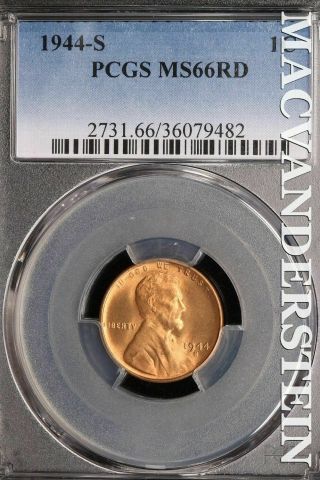 1944 - S Lincoln Wheat Cent - Pcgs Ms 66 Rd Gem Brilliant Uncirculated Sld500