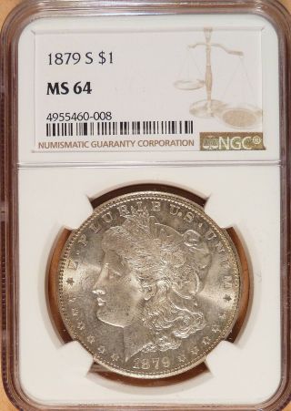1879 - S Morgan Dollar Ngc Graded Ms64,  Very Light Toning (008)