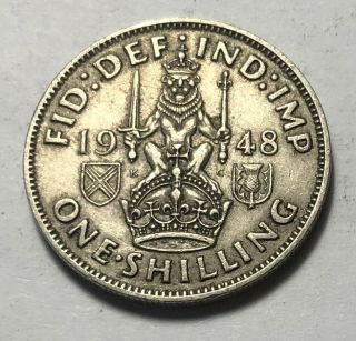Great Britain (uk) 1948 One Shilling (scotland Version) Coin - King George Vi