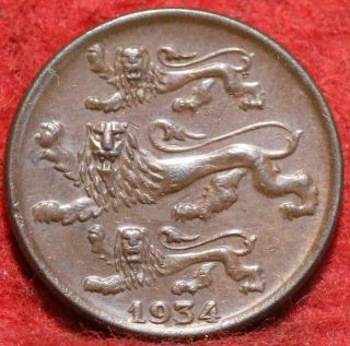 1934 Estonia 2 Senti Foreign Coin