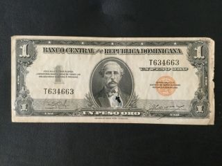 1962 Dominican Republic Paper Money - One Peso Oro Banknote