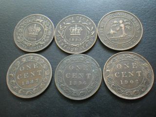 Canada,  Prince Edward Island,  Newfoundland & Nova Scotia One Cents X 6 1864 - 1902