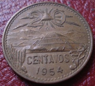 1954 Mexico 20 Centavos In Ef
