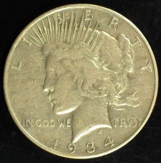 1934 - D Vam - 3 Top 50 " Doubled Tiara " Peace Siller Dollar [rinv 139]