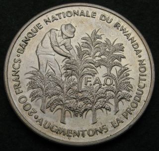 Rwanda 200 Francs 1972 - Silver - F.  A.  O.  - Aunc - 3584