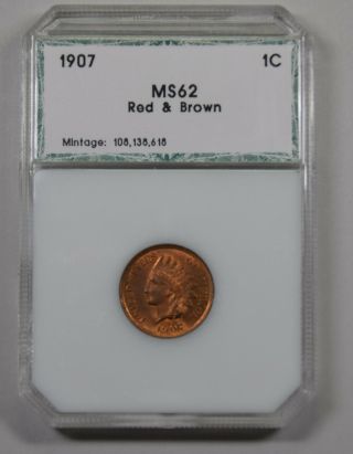 1907 Indian Head Penny Unc Red Brown