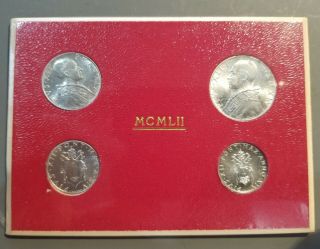 1952 Vatican 4 - Coin Set In Card Never Touched Pope Pius Xii