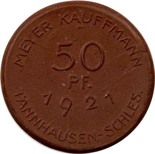 Germany - 50 Pfennig - 1921 - Tannhausen - Porcelain - Notgeld