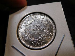 N23 Bolivia 1909 20 Centavos BU 2