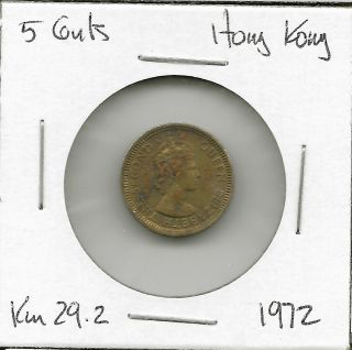 World Coins - Hong Kong 5 Cents 1972 Coin KM 29.  2 3