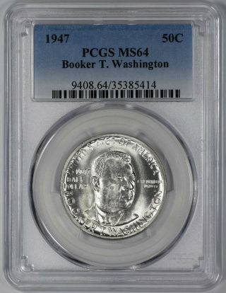 1947 Booker T.  Washington Commemorative Half Dollar 50c Pcgs Ms 64 White (414)