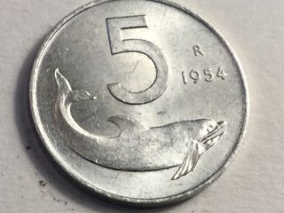 Italy 1954 5 Lira Coin Uncirculated