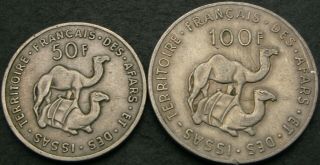 French Afars & Issas 50,  100 Francs 1970/1975 - 2 Coins - 288 ¤