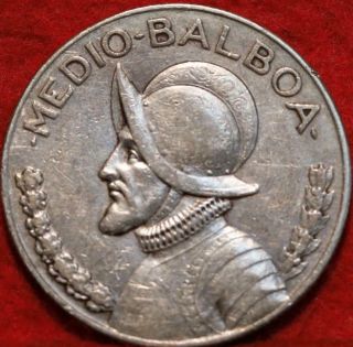 1932 Panama 1/2 Balboa Silver Foreign Coin
