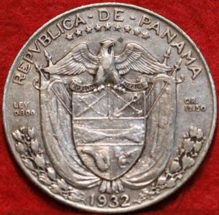 1932 Panama 1/2 Balboa Silver Foreign Coin 2