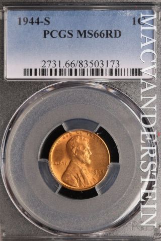 1944 - S Lincoln Wheat Cent - Pcgs Ms66rd - Brilliant Uncirculated Slc499