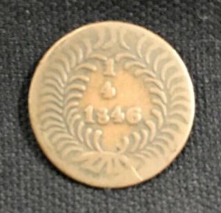 Mexico 1846 1/4 Real Estado De Chihuahua Copper Mexican Coin