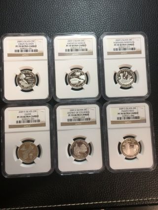 2009 - S D.  C.  & U.  S Territories Silver Quarters Set Ngc Pf70 Ultra Cameo (6 Coins)