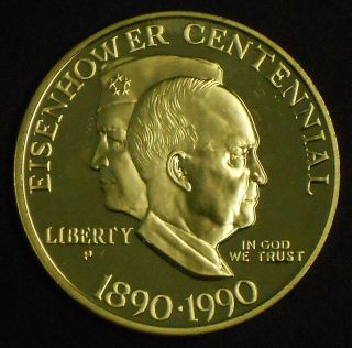 1990 - P Eisenhower Commemorative Proof Silver Dollar.