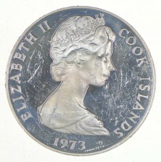 Silver - World Coin - 1973 Cook Islands 2 Dollars - World Silver Coin 25.  9g 530