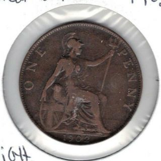 Great Britain 1902 Very Fine High Tide One Penny Coin