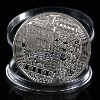 Bitcoin Rare 1 Oz.  999 Pure Solid Silver Plated Commemorative Coins Collectiable