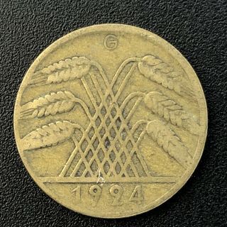 Germany 10 Rentenpfennig Pf Reich 1924 G Foreign Coin