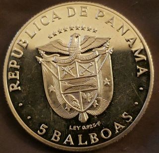 1970 Panama 5 Balboas Sterling Silver World Coin