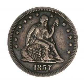 Raw 1857 Seated Liberty 25c Ungraded Uncertified Us Silver Quarter Coin