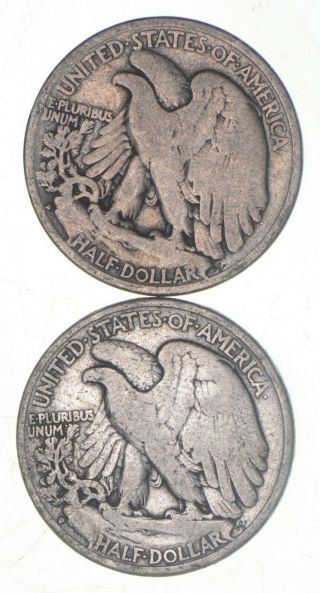 (2) 1936 - D & 1939 - S Walking Liberty Half Dollars 90 Silver $1.  00 Face 715 2