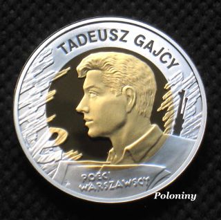 Gold Plated Silver Coin Of Poland - Warsaw Uprising World War Ii - T.  Gajcy Ag