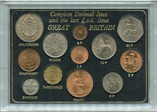 Great Britain Complete Decimal & Last L.  S.  D.  Issue 12 - Coin Set