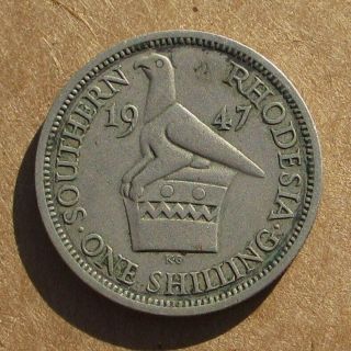 Southern Rhodesia 1947 Copper - Nickel 1 Shilling Coin Km 18b