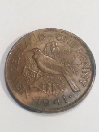 Zealand 1941 Penny Cent Vintage Collectible Coin