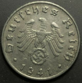 German 5 Reichspfennig Zinc Coin 1941 D Ww 2