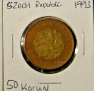 Czech Republic 1993 Bi - Metallic 50 Korun Coin