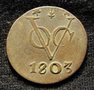 Netherlands Indies Batavian Republic Voc Duit 1803 Gelderland,  Grade