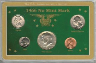 1966 Us Commemorative Gallery Special Set 5 Coin Set W/ Display Case