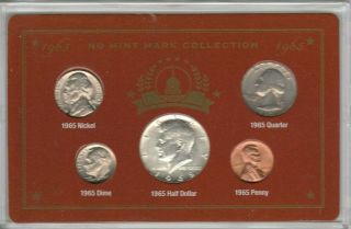 1965 Us Commemorative Gallery Special Set 5 Coin Set W/ Display Case