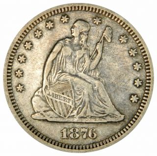 1876 - S Seated Liberty Quarter Riginal Xf Priced Right