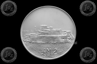 Malta 2 Liri 1972 (fort St.  Angelo) Silver Commemorative Coin (km 14) Aunc